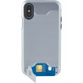 Colorblock Coque rigide Colorblock argent avec porte-cartes pour iPhone X/XS