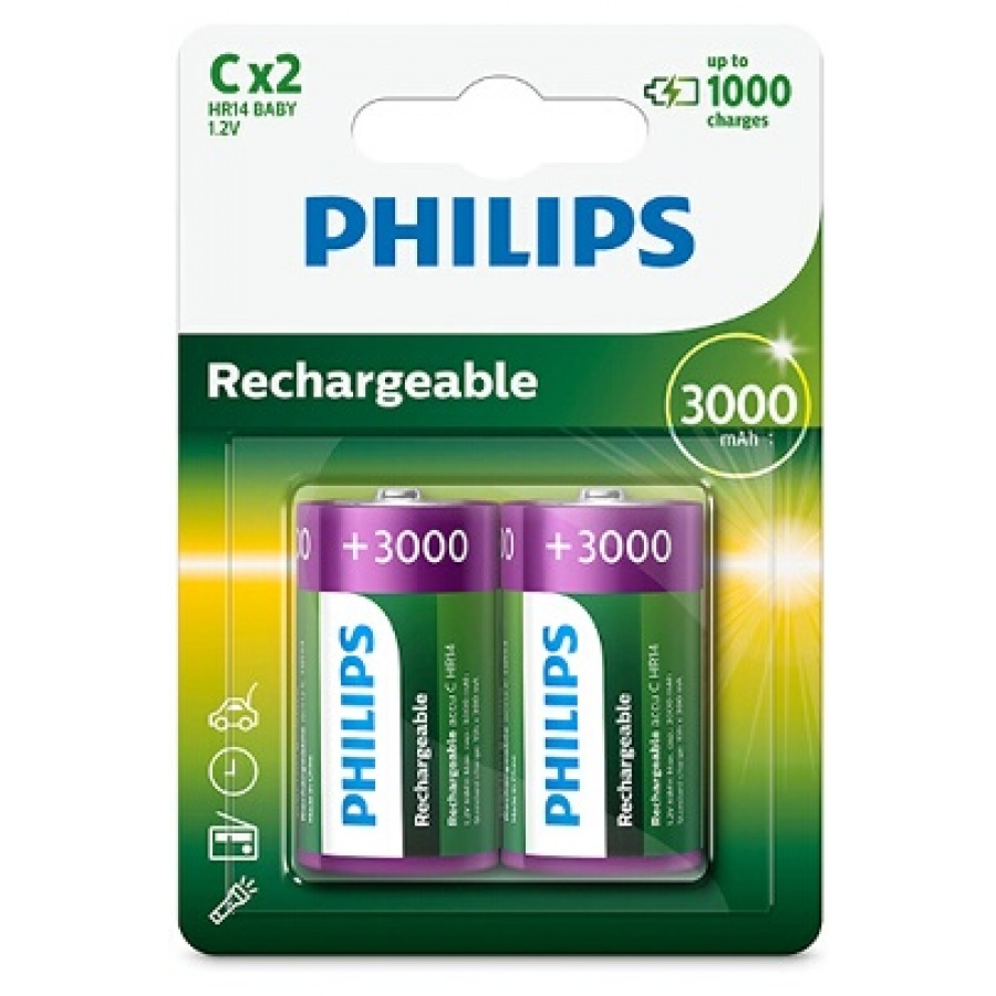 Pile rechargeable Philips PILES RECHARGEABLE LR14 3000 MAH - DARTY