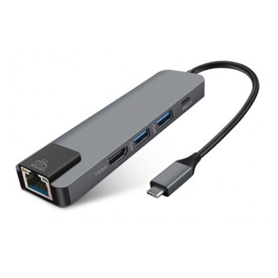 Onearz Mobile Gear HUB USB-C VERS PD CHARG. +HDMI 4K+USB3x2+LAN 1GB SPACE GREY