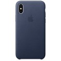 Apple Coque en cuir pour iPhone X Bleu nuit