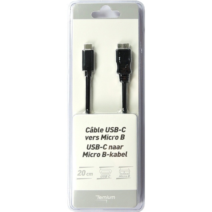 Temium Câble USB C 3.1 (mâle) vers Micro USB 3.0 (mâle) - 20cm n°2