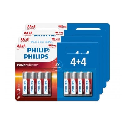 Philips Lot de 32 piles Philips AA (4 packs de 4+4)