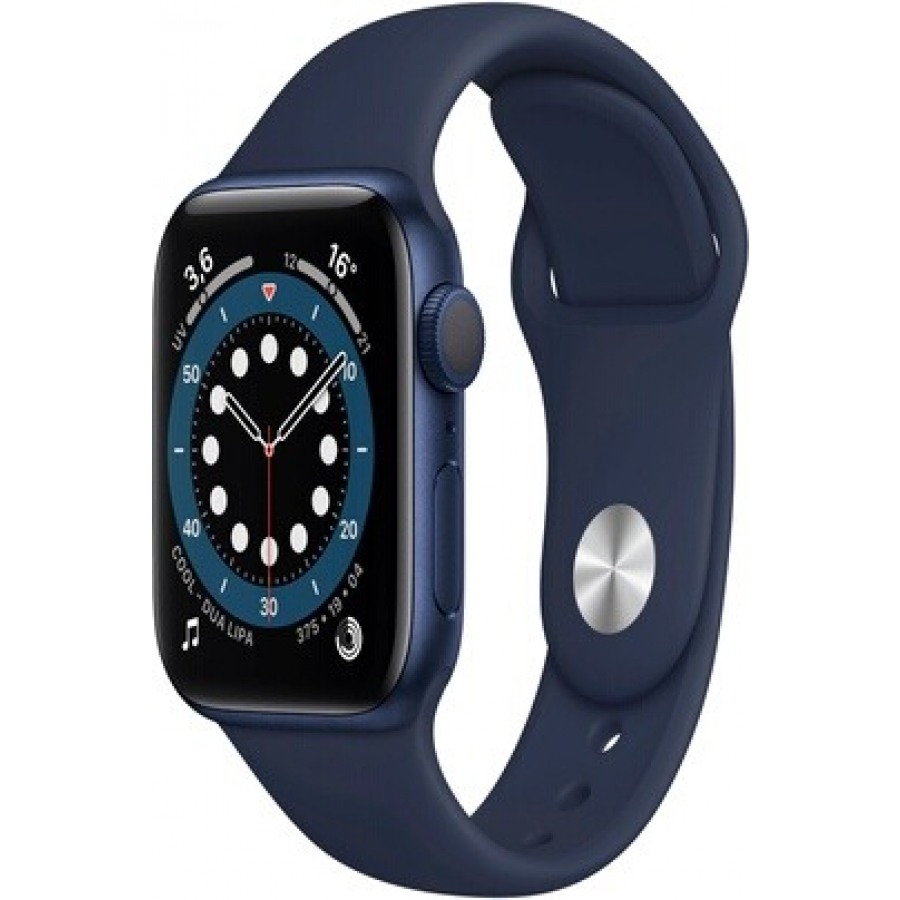 Apple Watch Series 6 GPS, 40mm boitier aluminium bleu avec bracelet sport bleu marine