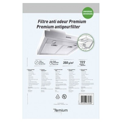 Temium Filtre de Hotte Anti Odeur Premium 47x57cm - Découpable & Universel
