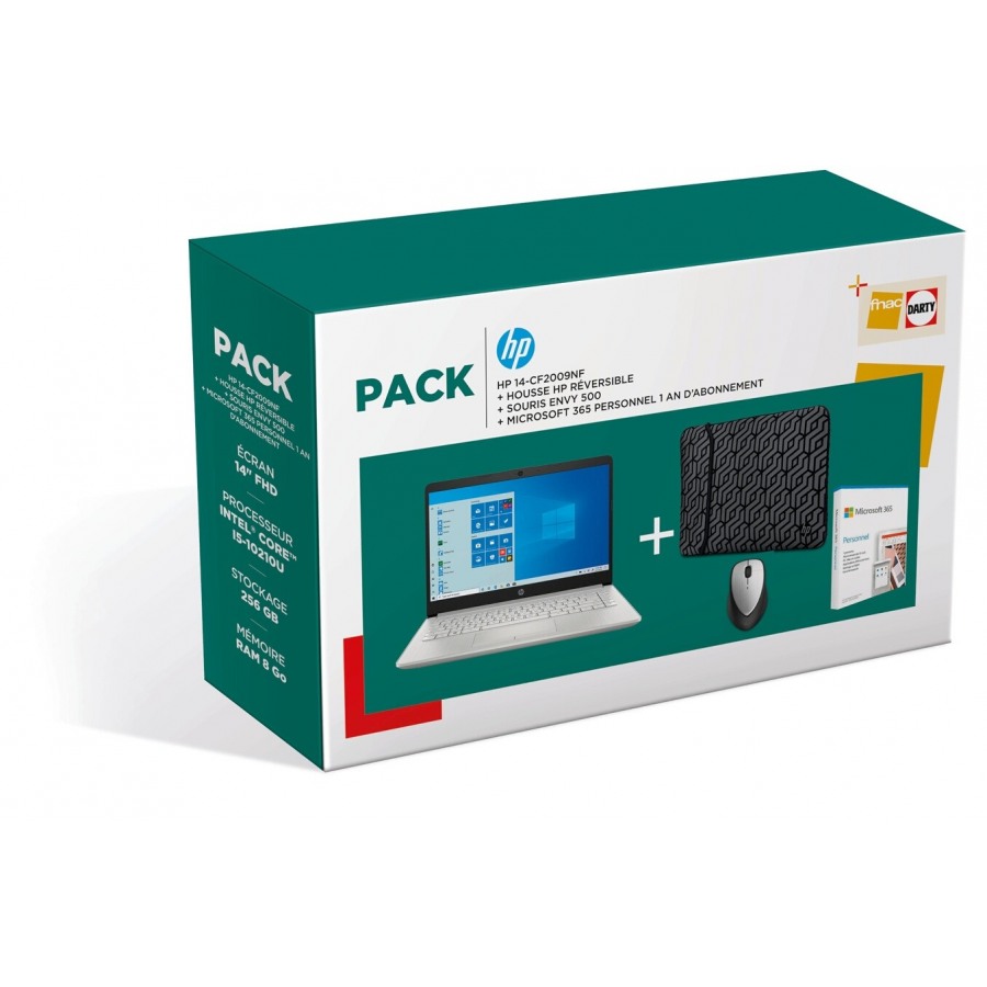 Hp Pack Laptop 14-cf2009nf + Souris + Housse + Microsoft 365 Personnel 1 an n°1