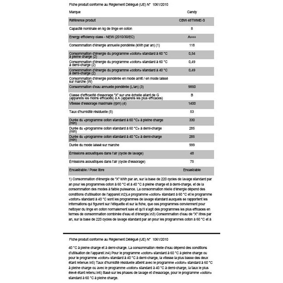 Candy CBW 48TWME-S n°4