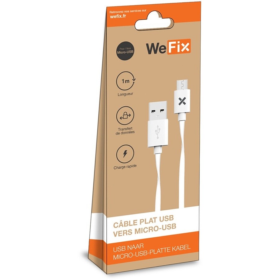 Wefix Câble micro USB plat 1M blanc n°2