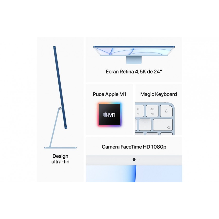 Apple iMac 24" 256 Go SSD 8 Go RAM Puce M1 CPU 8 c?urs GPU 7 c?urs Argent Nouveau n°6