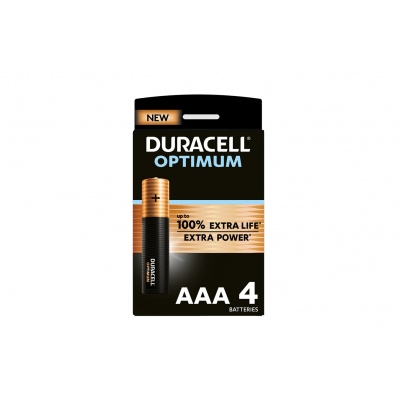 Duracell Pack de 4 piles alcalines AAA Duracell Optimum, 1,5 V LR03
