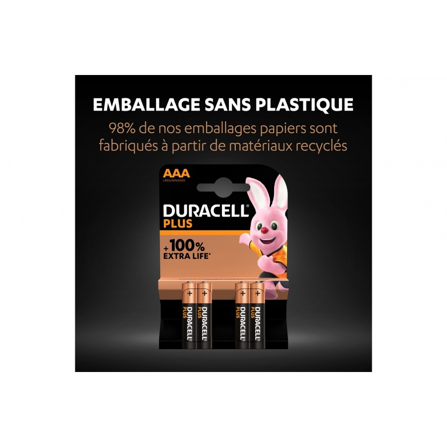 Duracell Pack de 4 piles alcalines AAA Duracell Plus, 1.5V LR03 n°6