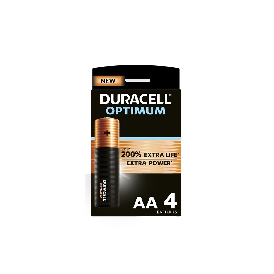 Duracell Pack de 4 piles alcalines AA Duracell Optimum, 1,5 V LR06 n°1