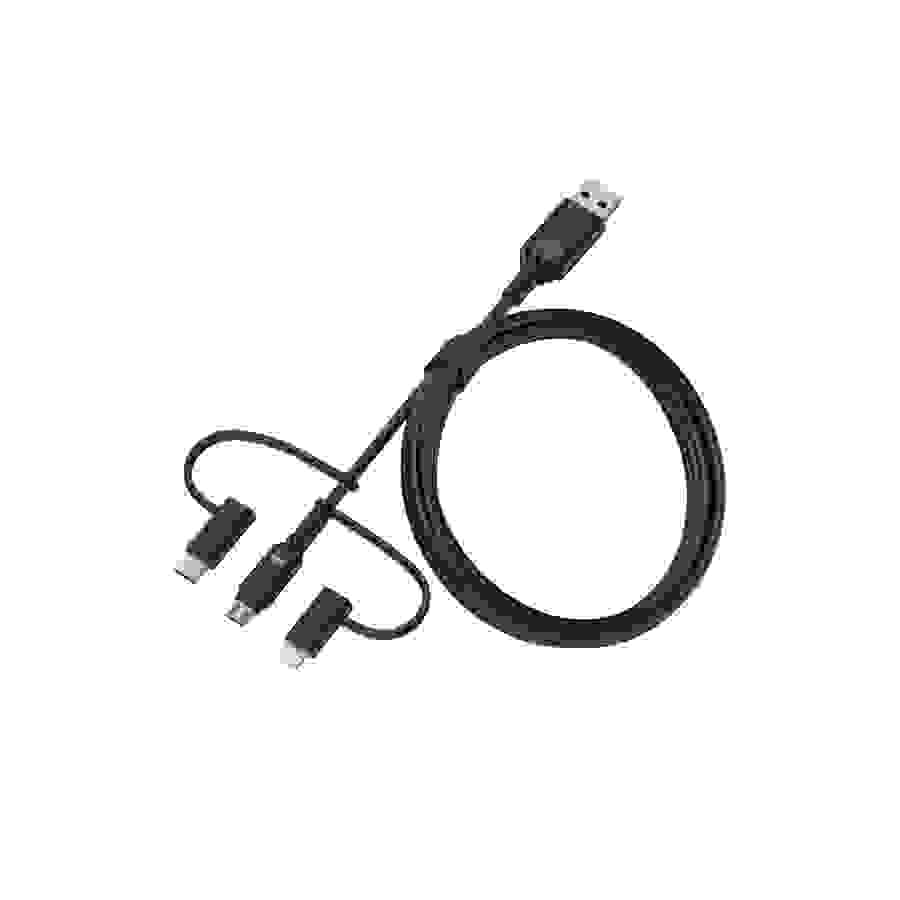 Otterbox cable renforcé 3in1 : USBA-Micro/Lightning/USB C coloris noir "Made for iPhone" n°1
