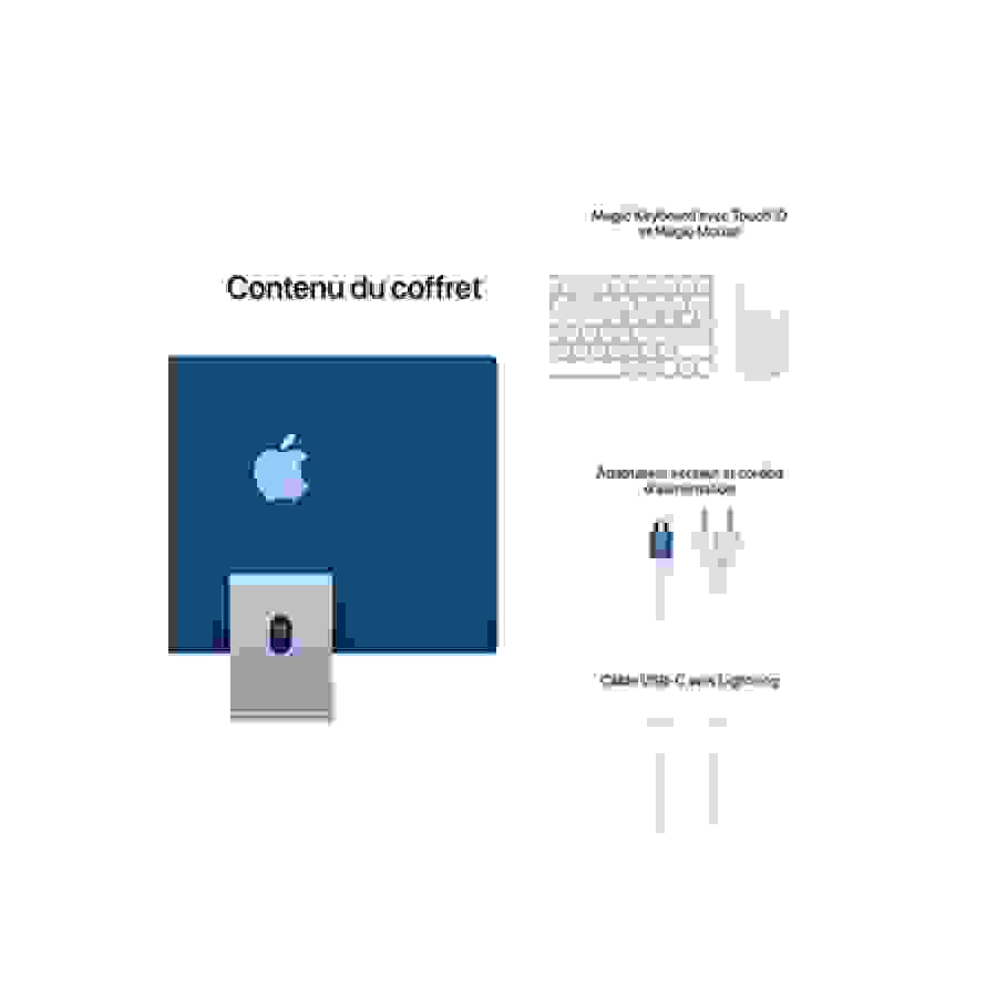 Apple iMac 24" 256 Go SSD 16 Go RAM Puce M1 CPU 8 cours GPU 8 cours Bleu Nouveau n°9