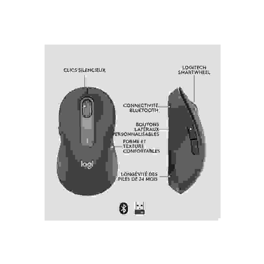 Logitech Sans Fil  Signature M650 Silencieuse, Bluetooth - Gris graphite n°6