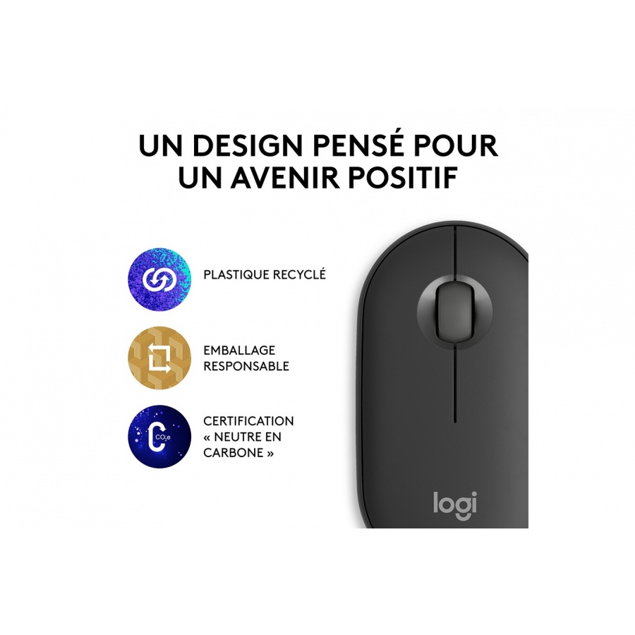 Logitech Pebble Mouse 2 M350s souris fine sans fil Bluetooth, portable, légère - Graphite n°9