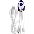 Yello Koko Cable Andy multi-connecteur USB-A vers USB-C/Micro/Light 15cm Fusee