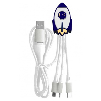 Yello Koko Cable Andy multi-connecteur USB-A vers USB-C/Micro/Light 15cm Fusee