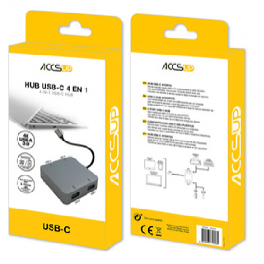 Accsup HUB USB-C vers 4 PORTS USB 3.0 NOIR n°5