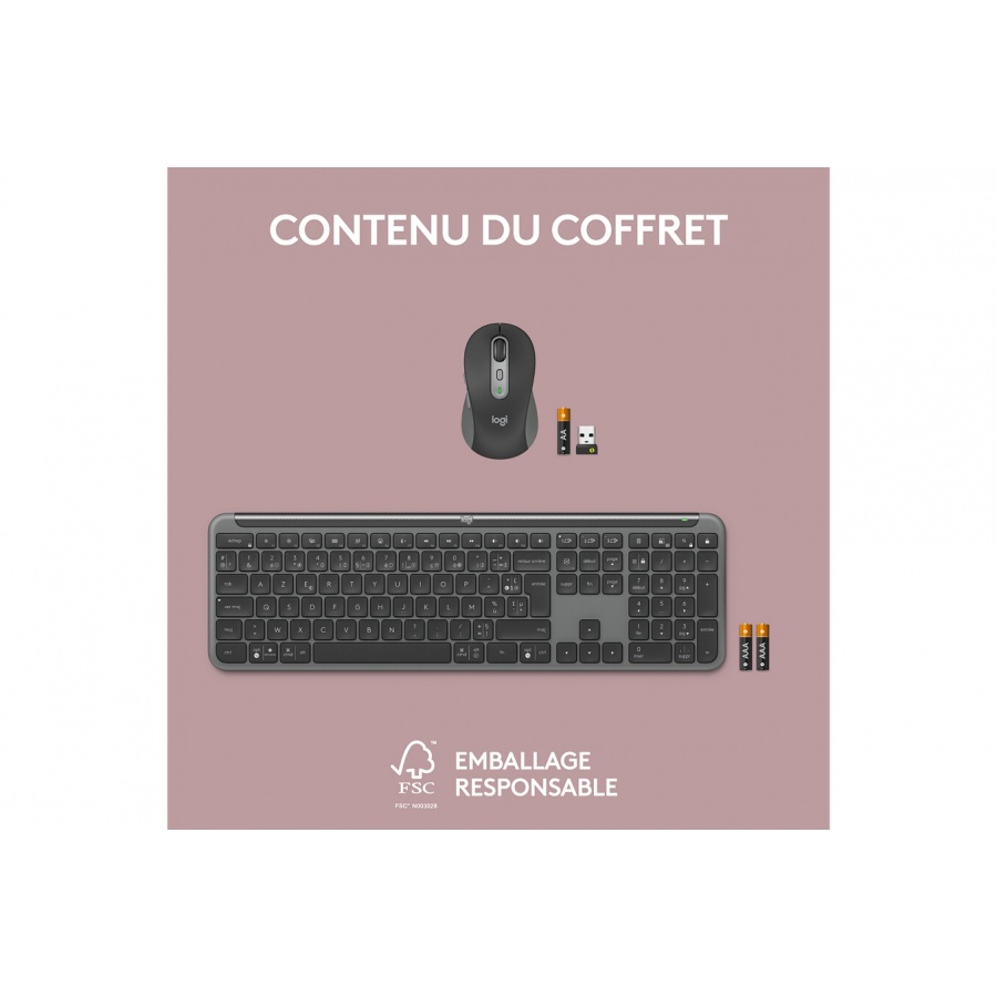 Logitech sans fil MK950 Signature Slim, design elegant, saisie et clic discrets - Graphite n°12