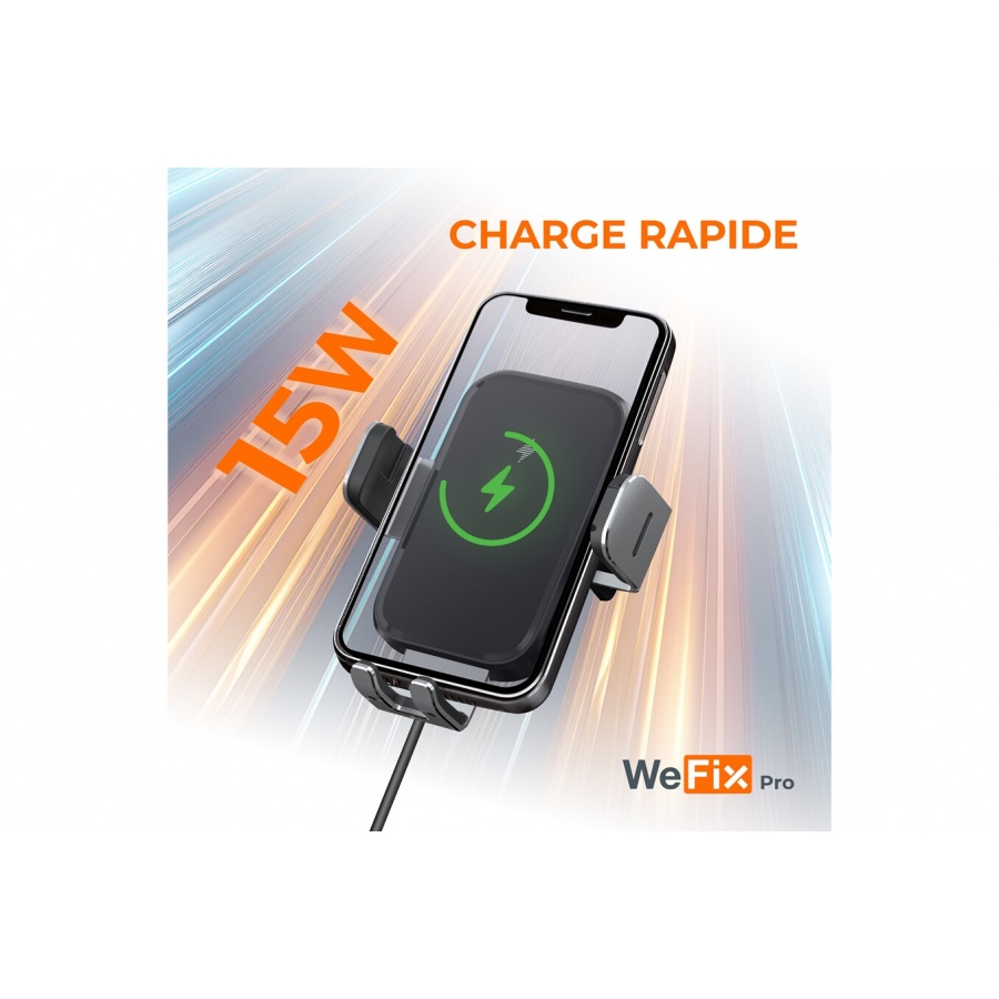 Wefix Pro Support Voiture avec charge a induction 15W 3en1 + Cable Noir n°5