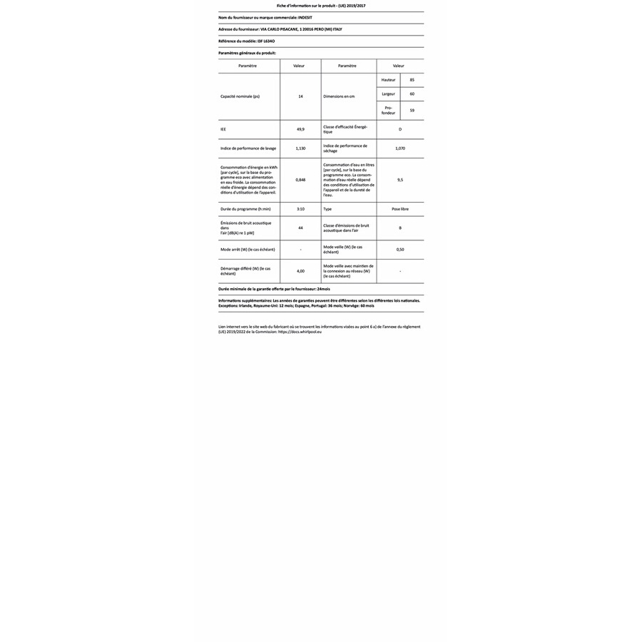 INDESIT I3FL634O n°9