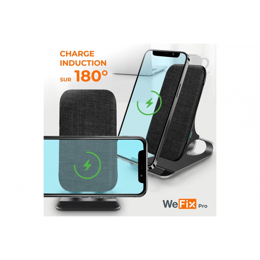 Wefix Pro Stand induction 15W avec cable USB-C et chargeur secteur 20W Noir n°5