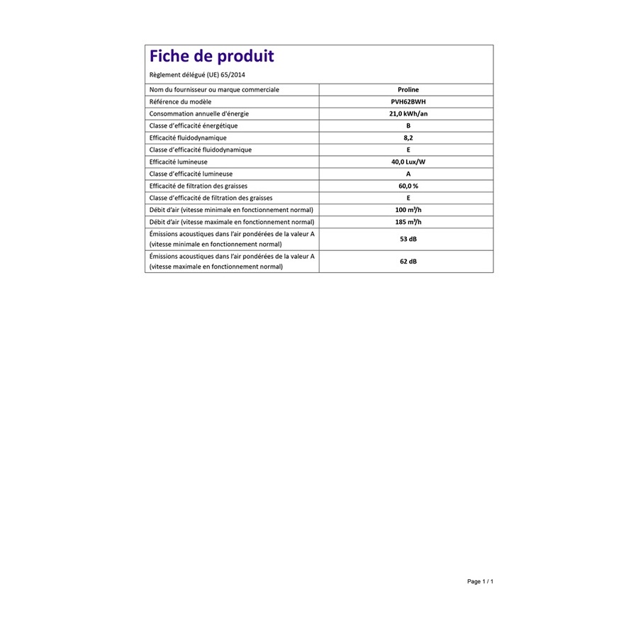 Proline pvh62bwh n°5