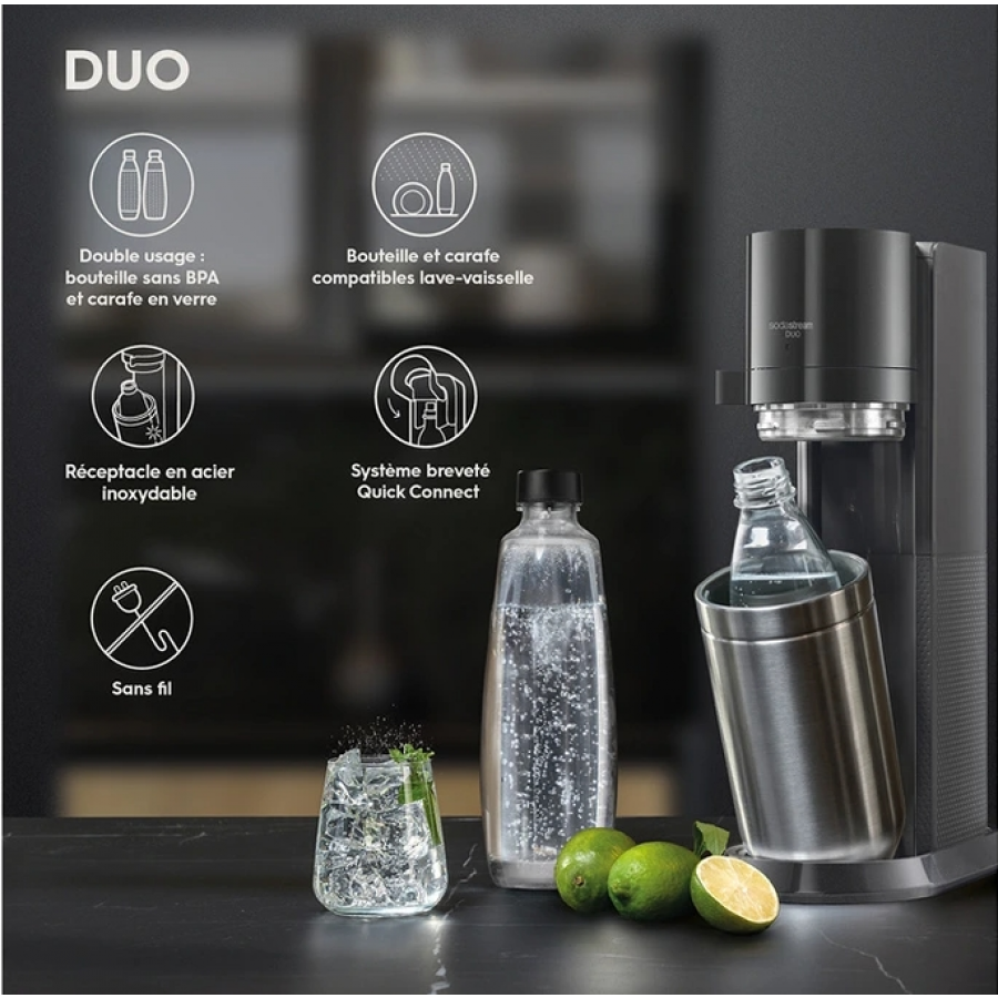 Sodastream Machine DUO Noire + 2 carafes + 2 bouteilles Fuse Lave-Vaisselle n°8