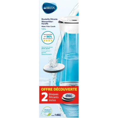 BRITA BOUTEILLE FILTRANTE BLANC/GRAPHITE - 2 MICRODISCS FILTRANTS INCLUS