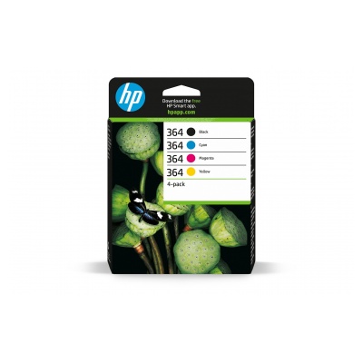 Hp 364 Pack de 4 Cartouches d'Encre Cyan, Magenta, Jaune et Noire Authentiques (N9J73AE)