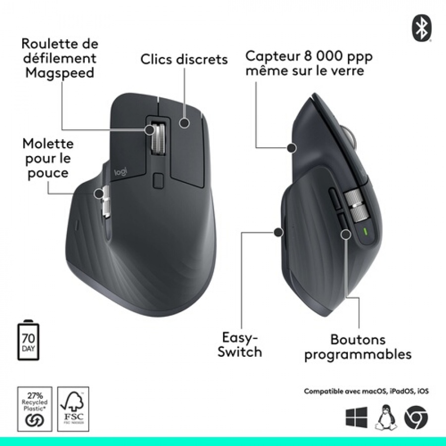 Logitech sans fil MX Master 3S Graphite n°9