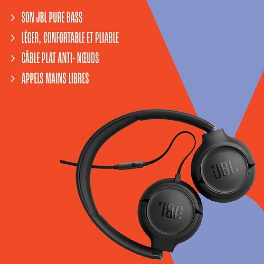 Jbl Tune 530 Blanc, supra-auriculaire filaire avec son JBL Pure Bass n°8
