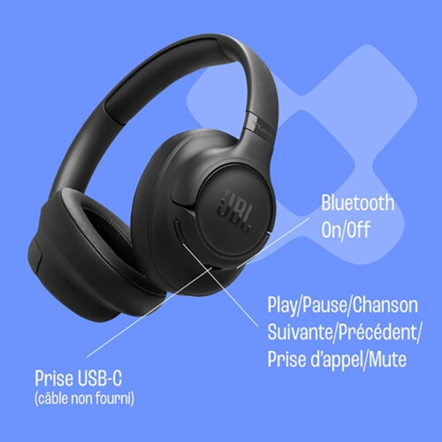 Jbl Tune 735BT Blanc, circum-auriculaire sans fil léger avec son JBL Pure Bass n°8