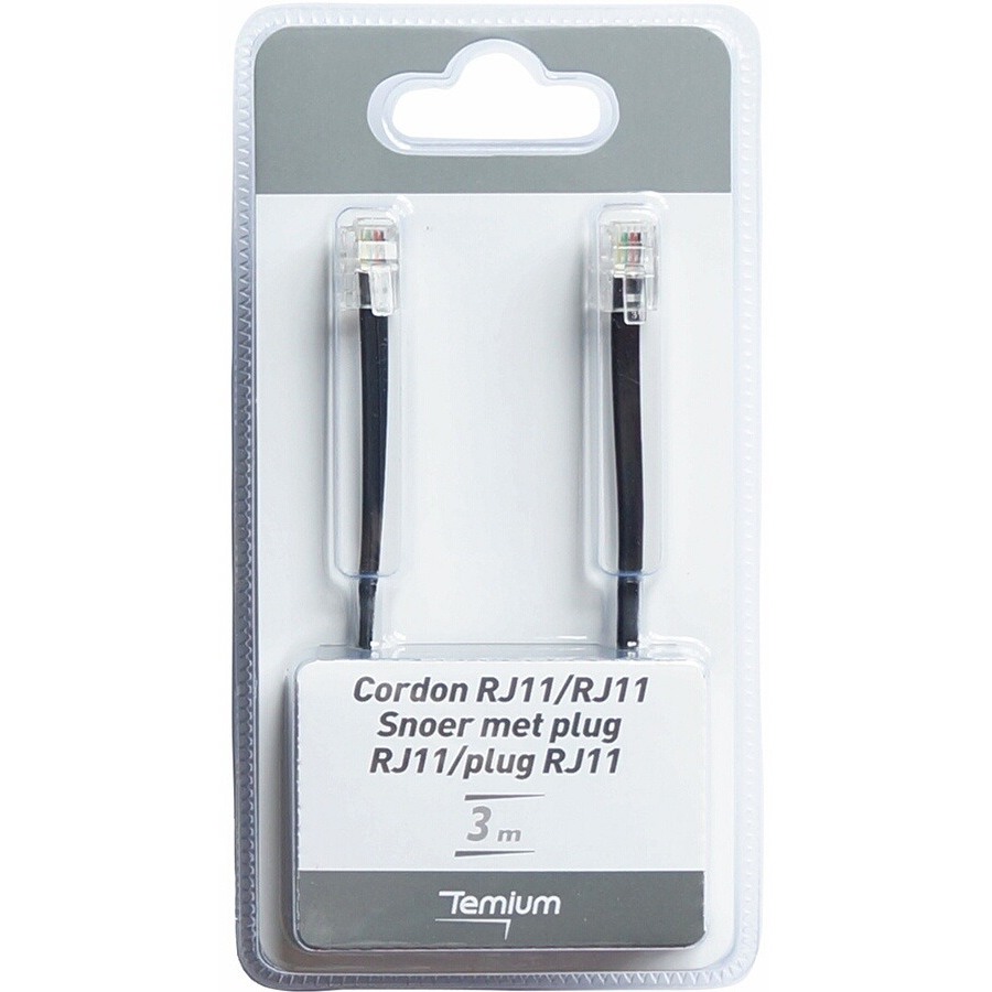 Temium CORDON TELEPHONIQUE 3M RJ11 MALE / RJ11 MALE n°1